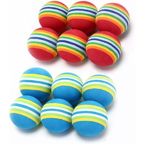 MINKUROW 12 Stück 2 Farben Regenbogen-Spielzeugbälle für Katzen, weicher Eva-Schaum, interaktives Katzenspielzeug, Welpen-Kätzchen-Spielzeugbälle, Aktivitätsjagd, leises Spiel, Schwammball