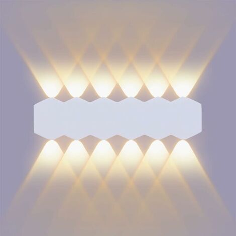 MINKUROW 12 W Led 31 cm Wandleuchte Innen Weiß Lampe Modern Up Down Spot Wandleuchte Aluminium Wandbeleuchtung Warmweißes Licht 3000 K Für Wohnzimmer Schlafzimmer Treppe Flur (Weiß)