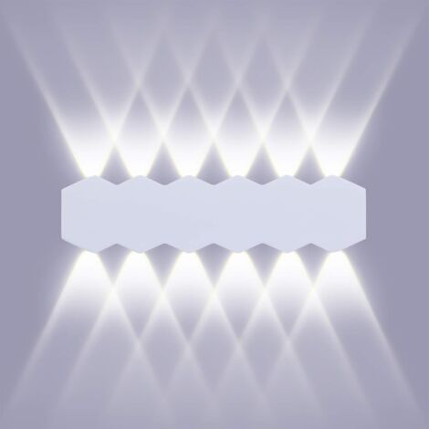 MINKUROW 12w Led 31cm Lampada Da Parete Per Interni Lampada Da Parete Bianca Moderna Up Down Spot Lampada Da Parete Illuminazione Da Parete In Alluminio Luce Bianca Fredda 6000k Per Soggiorno Camera D