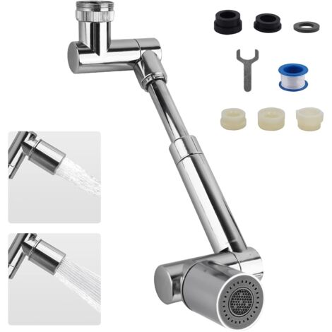 MINKUROW 1440 Grifo giratorio giratorio, Grifo giratorio, Grifo giratorio, Grifo de cocina, Accesorio para accesorios de grifo de cocina (2 en 1) Plata