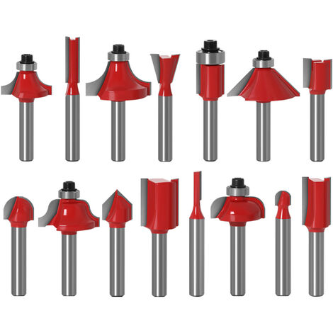 MINKUROW 15-teiliges 6,35-mm-Schaft-Fräser-Kit-Set Wolframkarbid-Fräser-Profil-Hartmetall-Holzbearbeitungswerkzeug