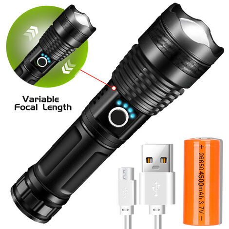 MINKUROW 1500 Lumen Ultra Powerful LED Taschenlampe, USB wiederaufladbare XHP70.2 Taschenlampe, 5 Modi High Power Taschenlampe IPX65 wasserdicht mit 3000mAh Akku für Camping, Outdoor-Aktivitäten