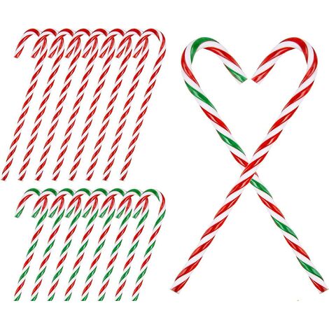 MINKUROW 16 Stück Candy Cane Weihnachtsbaum Twisted Christmas Candy Cane Ornaments Grün Rot Und Weiß Für Weihnachtsfeier Mit Schnüren