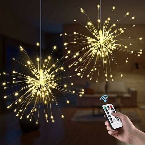 MINKUROW 180 Led Fuochi D'artificio Luci Starburst Impermeabili Per L'albero Di Natale Festa In Casa Decorazione Di Nozze Bianco Caldo