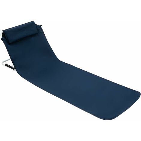 MINKUROW 1Pcs Tumbona Colchoneta de Playa con Respaldo Reclinable con Reposacabezas Bolsa de Transporte Acero Poliéster 160 x 54 cm Azul Oscuro