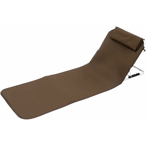 MINKUROW 1Pcs Tumbona Esterilla de Playa con Respaldo Reclinable con Reposacabezas Bolsa de Transporte Acero Poliéster 160 x 54 cm Café