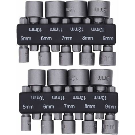 MINKUROW 2 × 9 Pezzi Set Di Prese Profonde Set Di Prese Profonde 5-13mm Kit Di Prese 1/4" Adattatore A Bussola Esagonale Per Parti Di Cacciaviti A Cricchetto