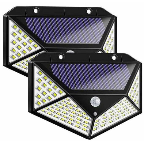 MINKUROW 2 Pezzi 100LED Luce Solare, Luce Umana Solare Pannello Solare Dotato di Carica Solare Super Luminosa Risparmio Energetico 3 Modalità Illuminazione Impermeabile Sensore Umano per Giardino Parc