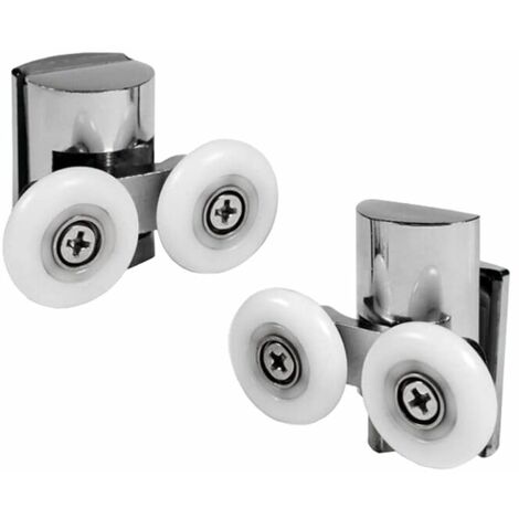 MINKUROW 2 Pezzi Doppi Rulli - Per Porta Doccia Scorrevole, 2 Ruote 23mm Diametro Bagno Doccia Rotelle 23mm 2 Pezzi Su E Giù Rulli Doccia