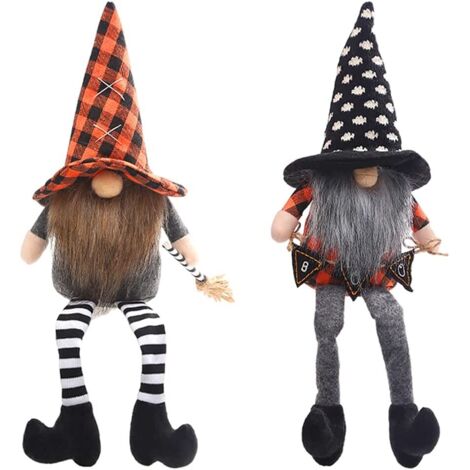 MINKUROW 2 Pezzi Gnomi Di Halloween Peluche Halloween Tomte Svedese Nisse Genoma A Gambe Lunghe Decor Scandinavo Elfo Ornamento Domestico Per La Tavola Di Halloween