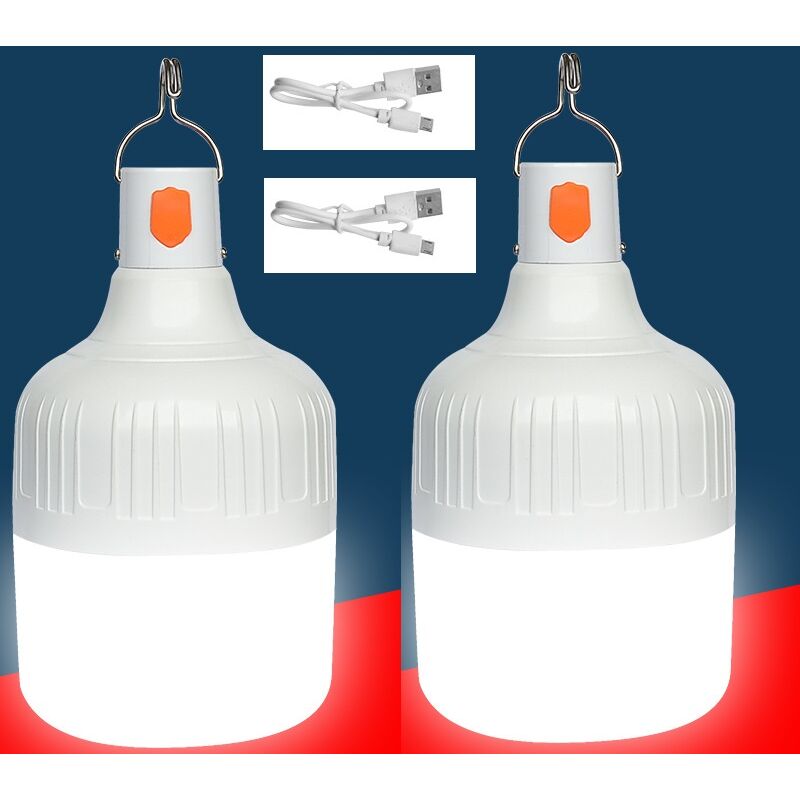 Image of 2 Pezzi Lanterna Da Campeggio, Lampada Portatile Con Batterie Ricaricabili Usb 4800ma Super Luminosa Esterno Per Tenda Da Campeggio Terrazza Patio