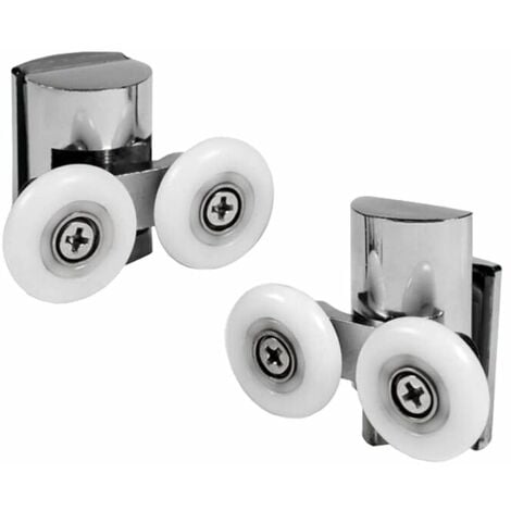 MINKUROW 2 piezas de rodillos dobles - para puerta de ducha corrediza, 2 ruedas de 23 mm de diámetro Rueda de ducha de baño de aleación de zinc de 23 mm 2 piezas de rodillos para puerta de ducha hacia