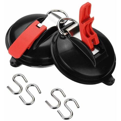 MINKUROW 2 Piezas Gancho de Ventosa de Coche, Ventosa de Coche con 2 Ganchos en S, Anclaje de Ventosa, para Fijar Equipaje, Lonas, Tensores de Coche