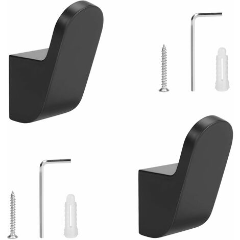 MINKUROW 2 Piezas Ganchos Para Toallas, Ganchos Para Batas De Baño Ganchos Para Toallas De Baño De Aluminio Para Baño Cocina Dormitorio Hotel, Negro (Incluyendo Tornillos Y Anclajes)