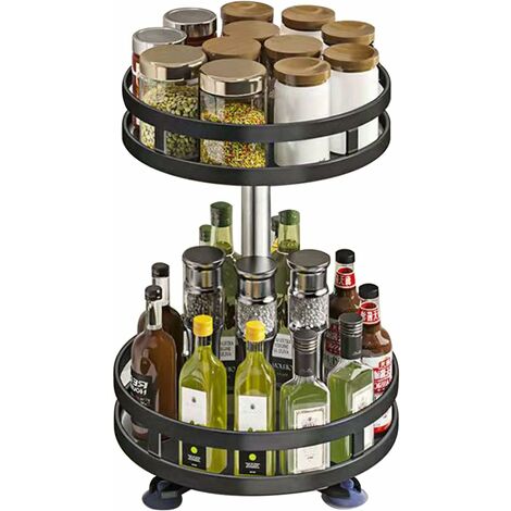 MINKUROW 2-stöckiges Lazy Susan 360 Grad drehbares Tablett 22,9 cm rutschfester drehbarer Aufbewahrungsbehälter für Taschentücher Badezimmer Küchenschränke Speisekammer Arbeitsplatten-Organizer