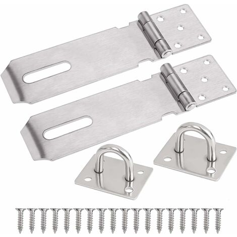 MINKUROW 2 Stück 10,2 cm Edelstahl Vorhängeschloss Riegel Hasp Verschluss Türriegel mit Schrauben für Tür, Möbel, Schrank, Schublade, Schrank und Garten, Silber