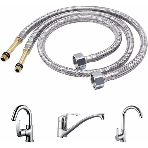 MINKUROW 2 Stück Brauseschlauch Edelstahlgewebe Ersatz Flexibler Brauseschlauch Anti-Twist und Anti-Kink Verbindungsschlauch 60cm für Wasserhähne