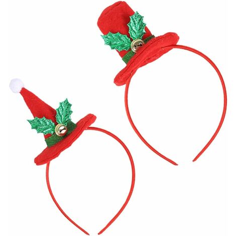 MINKUROW 2 Stück Weihnachtsmannmütze Stirnband für Kinder Weihnachtskostüm Gefälligkeiten (rund, Spitze)