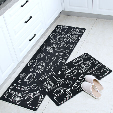 MINKUROW 2-teilige Küchenmatten für Waschbecken, rutschfest, schmutzabweisend, PVC, wasserdicht, abwischbar, moderner Stil für Wohnzimmer, Küche, Boden, 45 x 75 cm + 45 x 120 cm, schmale Version (Life