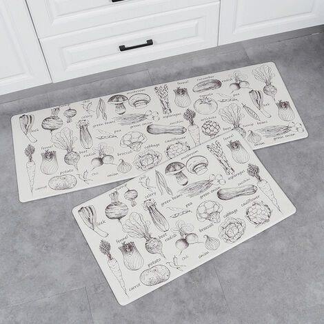 MINKUROW 2-teilige Küchenmatten vor dem Waschbecken, rutschfest, schmutzabweisend, PVC, wasserdicht, abwischbar, moderner Stil, für Wohnzimmer, Küche, Boden, 45 x 75 cm + 45 x 120 cm, schmale Version 