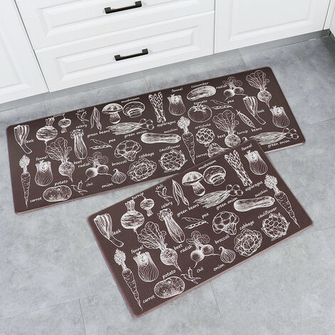 MINKUROW 2-teilige Küchenmatten vor dem Waschbecken, rutschfest, schmutzabweisend, PVC, wasserdicht, abwischbar, moderner Stil, für Wohnzimmer, Küche, Boden, 45 x 75 cm + 45 x 120 cm, schmale Version 
