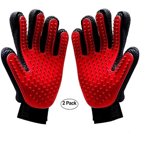MINKUROW 2 Uds. Guante De Cepillo Para Mascotas, Guante Para El Pelo De Mascotas, Guantes Para Quitar El Pelo, Guantes Para Los Dedos, Guantes De Goma Para El Aseo De Perros Y Gatos (Rojo)