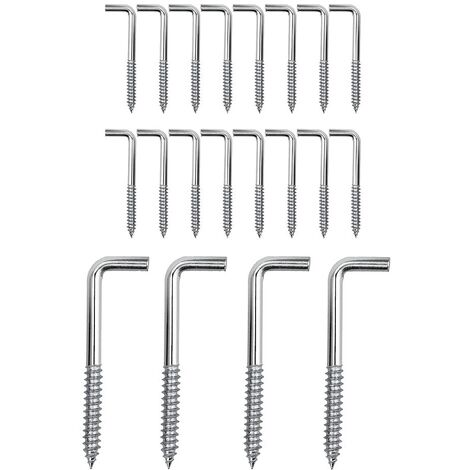 MINKUROW 20 Pack M4 Ganchos De Tornillo Tornillo De Esquina L Ganchos Tornillo Tornillos De Acero Al Carbono Para Colgar Plantas Utensilios De Cocina Campanas De Viento, 63 x 22 Mm