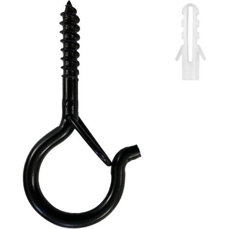 MINKUROW 20 Pack Q-Hanger Heavy Duty Safety Heavy Load Ganchos De Seguridad Para Cestas De Plantas, Luces De Cadena, Linternas, Campanillas De Pájaros, Color Negro