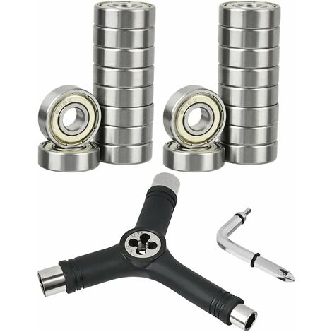 MINKUROW 20 Piezas 608zz Rodamientos De Bolas Y Llave Y 22mm X 7mm Rodamiento De Bolas En Miniatura Ranurado De Doble Blindaje Para Patines De Monopatín