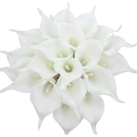 MINKUROW 24 Stück künstliche Calla-Lilien aus Latex, realistischer Einzelstiel Calla-Lilien-Blumenstrauß für Zuhause, Party, Büro, Hochzeitsdekoration, Blumenarrangements (Reinweiß)