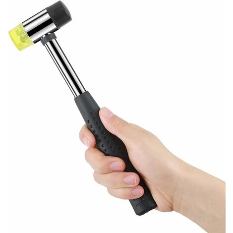 MINKUROW 25 mm doppelseitiger Gummihammer mit rutschfestem Gummigriff, abnehmbarer Rundkopf-Gummihammer für Holz, Kunststoff, Leder, Schmuck, Kunsthandwerk