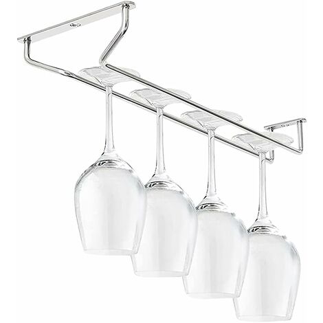 MINKUROW 27 cm x 11 cm Weinglasregal, Geschirrregal, Edelstahl-Hausbar-Tassenglashalter, Weinglasregal-Aufhänger, Weinglas-Geschirrregal unter dem Schrank, 1 Ebene
