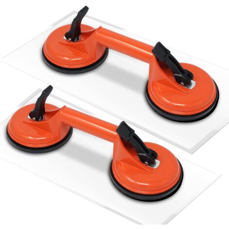 MINKUROW 2er-Pack Doppelsaugnäpfe zum Tragen/Vakuum-Saugnäpfe für Fliesen, Glas/Doppelkopf-Saugnapf mit Griff/2 x 80 kg Kapazität