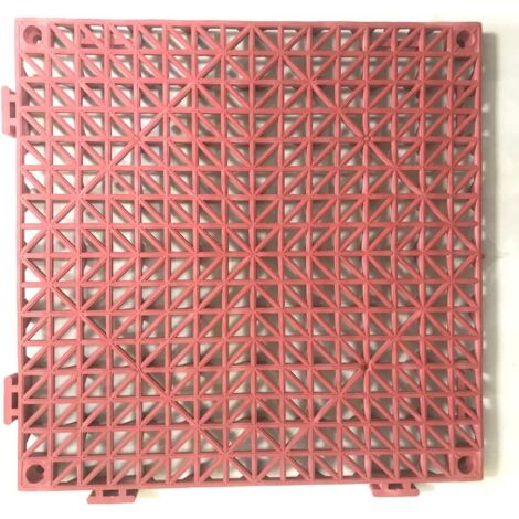 MINKUROW 2er-Pack modulare ineinandergreifende Matten 30 x 30 cm, Drainagematte für Schwimmbad, Terrasse, Balkon, Hof, Haustierbereich, Waschbereich (rot)