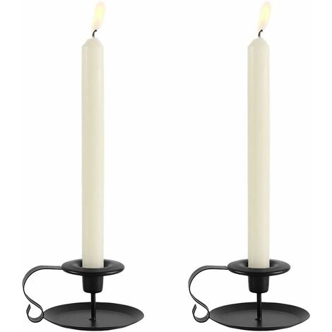 MINKUROW 2er Set Vintage Kerzenhalter Dekoration mit Griff, Eisen Kerzenhalter 11x6cm, Geschenk für Tichdeko Weihnachten Halloween Hochzeit Badezimmer Küche Balkon Dekoration, Schwarz