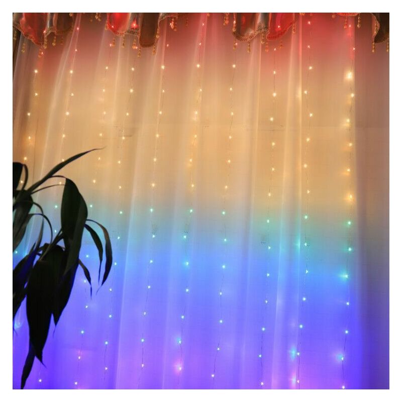 Image of 2mx1.5m 210 Led String Lights, Luci Decorative Usb Per Tende Con 8 Modalità Di Illuminazione, Impermeabili Per Interni, Esterni, Feste Di Natale,