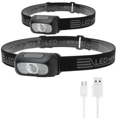 MINKUROW 2pcs Lampada Frontale Con 5 Livelli Di Attenuazione, Lampada Frontale A Led Ricaricabile Ultra Luminosa, Impermeabile Ipx5, Sensore Di Gesti, Lampada Frontale Regolabile Usb Per Corsa, Joggin