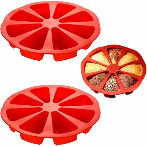 MINKUROW 2pcs Moldes Para Hornear Molde, Molde Grande Para Hornear De Silicona Para Molde Para Pastel De Cavidad Cuadrada De 8 Triángulos, 27x27x5cm (Rojo)