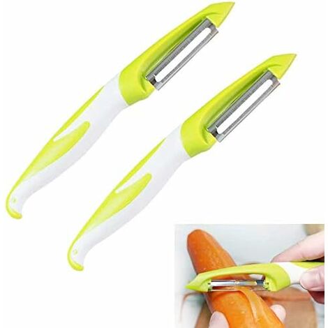 MINKUROW 2pcs Professioneller gerader Schäler, Gemüseschäler und Obstschäler, Schwenkschäler, Julienneschäler, Kartoffelschäler, Karottenschäler (Grün)