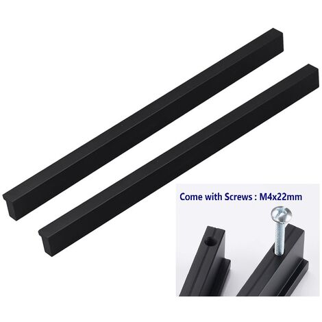 MINKUROW 2x 90° L Pomelli per porte da cucina Camera da letto Maniglie per armadi Maniglia per porte di armadietti per cassetti Armadi Interni Maniglie per mobili, Interasse 352mm, Alluminio