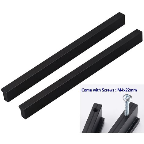 MINKUROW 2x 90° L Pomos de puerta Cocina Dormitorio Puerta Gabinete Manijas Gabinete Puerta Manija Pomo para cajón Armario Tirador de muebles interiores, Distancia central 256 mm, Aluminio