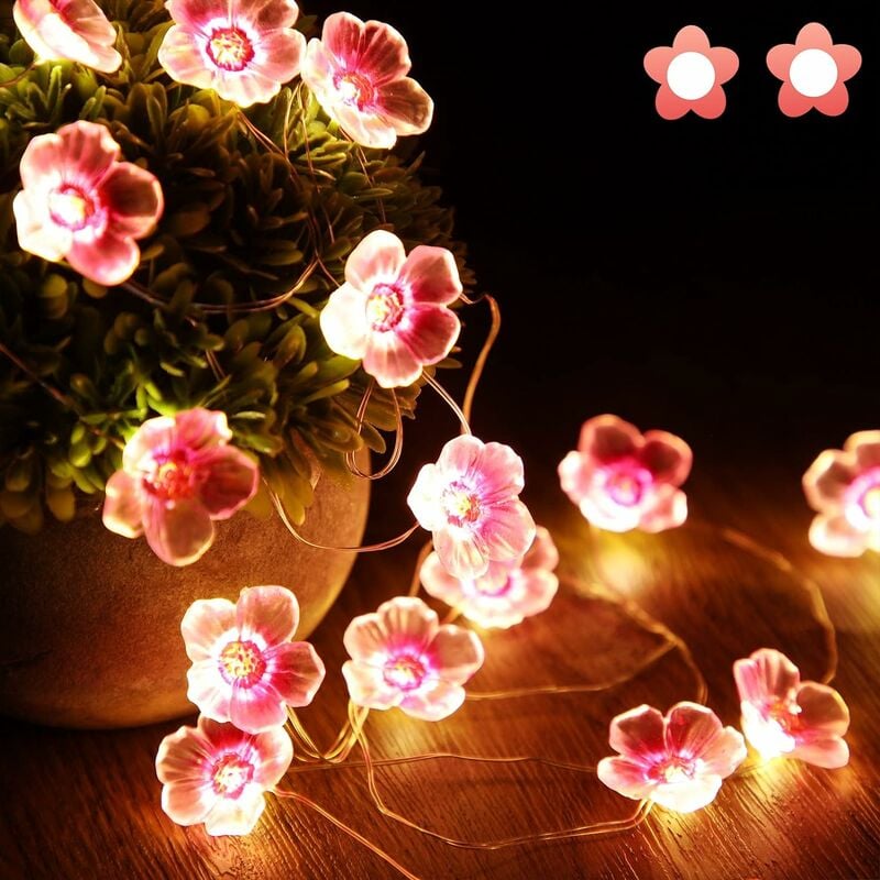 Image of 30 Led Rosa Cherry Blossom Fairy Lights, Usb Girl's Room, Camera Da Letto, Indoor, Outdoor, Matrimonio, San Valentino - Minkurow