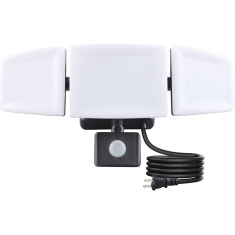 MINKUROW 35w Sensor De Movimiento Luz De Seguridad Led Para Exteriores 3 Cabezales Foco Para Exteriores Del Anochecer Al Amanecer 3 Modos 3500lm 5000k Ip65 Luz Impermeable Para Exteriores Para Porche 