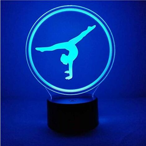 MINKUROW 3d Gimnasia Artística Luz Nocturna Alimentado Por Usb Interruptor Táctil Control Remoto Led Decoración Ilusión Óptica Lámpara 3d 7/16 Cambio De Colores Navidad Cumpleaños Niño