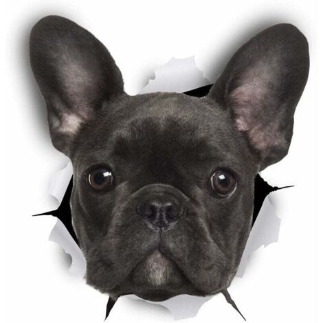 MINKUROW 3D-Hunde-Wandaufkleber – 2er-Pack – lustige dekorative Aufkleber – schwarze französische Bulldogge, Hundeaufkleber für Wand – Kühlschrank – Toilette – Zimmer – Auto – Kühlschrank