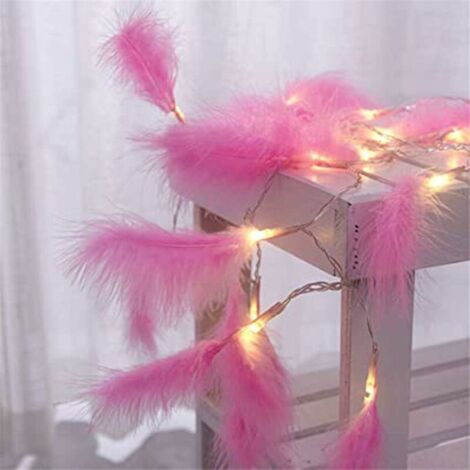 MINKUROW 3m 20 Led Luces De Hadas De Plumas Artificiales, Boda Romántica Cumpleaños Jardín Dormitorio Decoración De Pared Interior, Blanco Cálido (Rosa)