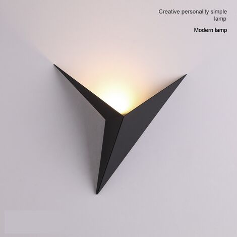 MINKUROW 3w Lampada Da Parete A Led Per Interni, Lampada Da Parete Nera A Forma Di Triangolo Creativo Lampada Da Parete Moderna In Metallo Bianco Caldo 3000k Per Camera Da Letto Soggiorno Scale Corrid