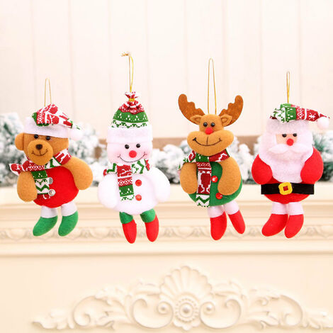 MINKUROW 4 Adornos Para Árboles De Navidad, Colgante De Navidad, 1 Santa Sankt, 1 Muñeco De Nieve, 1 Reno, 1 Oso, Adornos Navideños 16 X 8 Cm, Adornos Para Árboles De Navidad