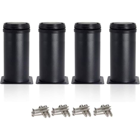 MINKUROW 4 Gambe Nere Regolabili 120mm Altezza Addensare Gambe Armadio Gambe Tavolo Gambe Mobili, Acciaio Inossidabile Altezza Regolabile 0-15mm Vieni Con Viti In Acciaio Inossidabile