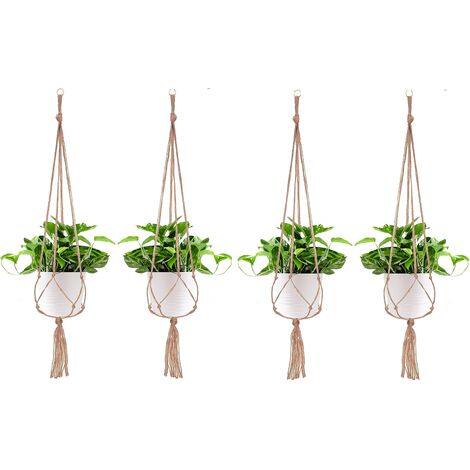 MINKUROW 4 Paquetes Colgador De Plantas De Macramé, Maceta Colgante De Plantas, Para Colgar Maceta Colgador De Plantas Decoración Colgante Balcón De Casa, 4 Patas De Cuerda, 105 Cm